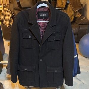 GUESS Men's Black Military Jacket